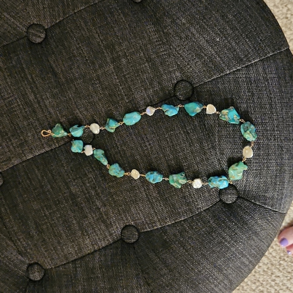 Garth floran turquoise  pearl and 14k gold